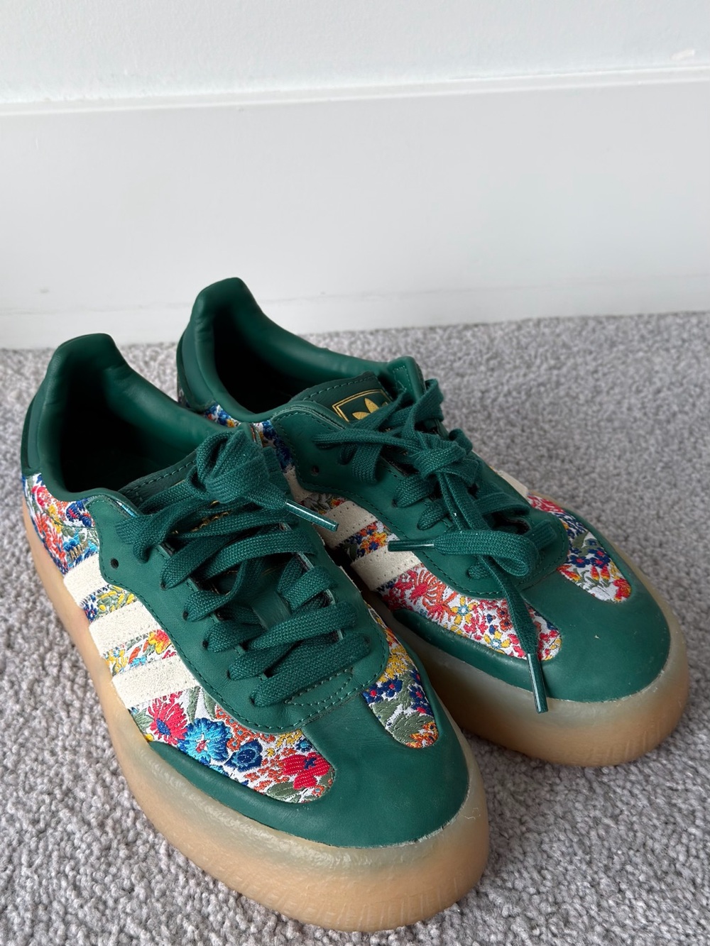 adidas Samba Liberty London Dark Green Floral Lace-Up Sneakers